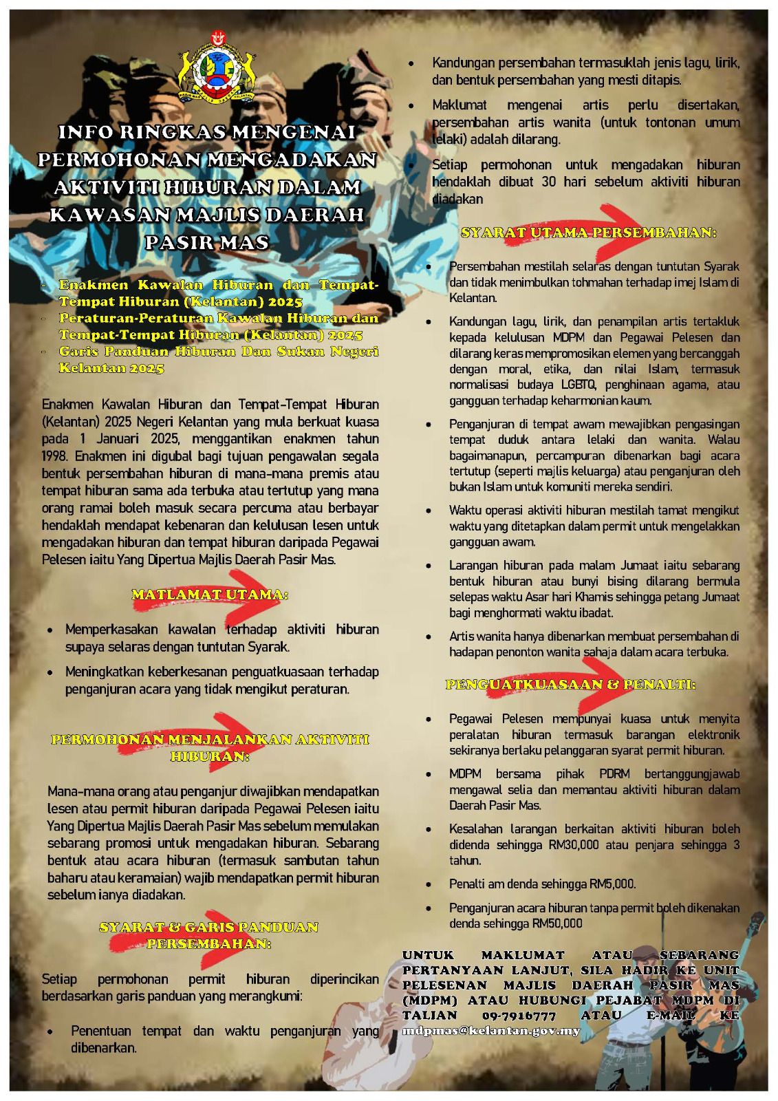 INFO RINGKAS MENGENAI PERMOHONAN MENGADAKAN AKTIVITI HIBURAN DALAM KAWASAN PASIR MAS